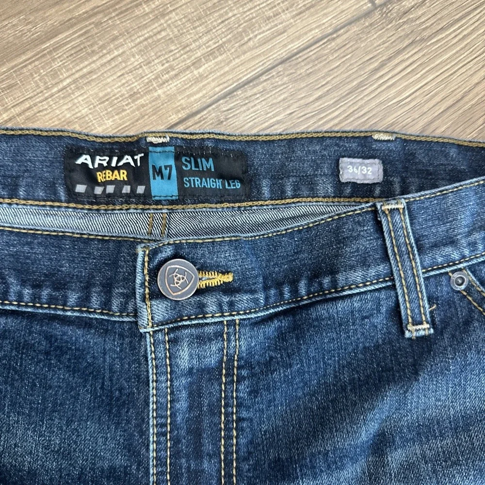 Ariat M7 Rebar Slim Straight Leg Heavy Denim Jeans Size 36/32